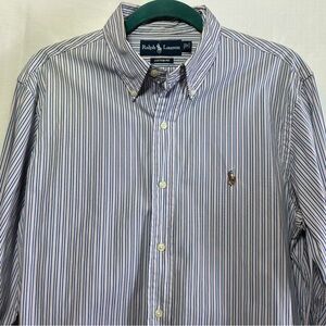 POLO RALPH LAUREN Custom Fit Long Sleeve Button Up Shirt Men's 16 34-35 Striped